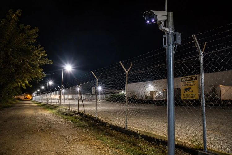 Commercial Perimeter Security Monitoring at Night