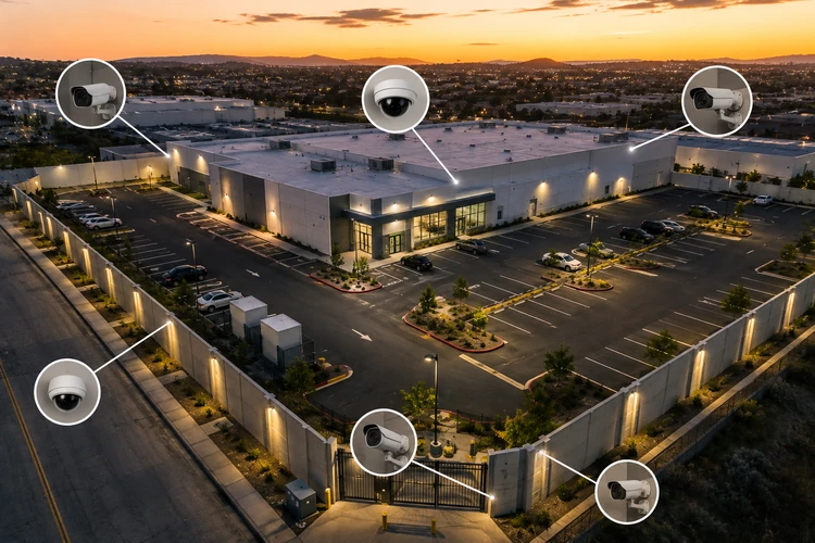 Commercial Property Security Camera Placement Aerial View