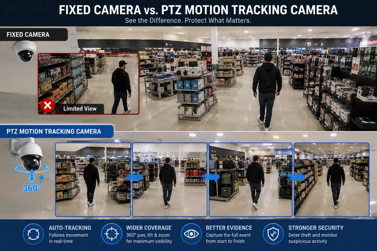 Fixed Camera vs PTZ Motion Tracking Camera