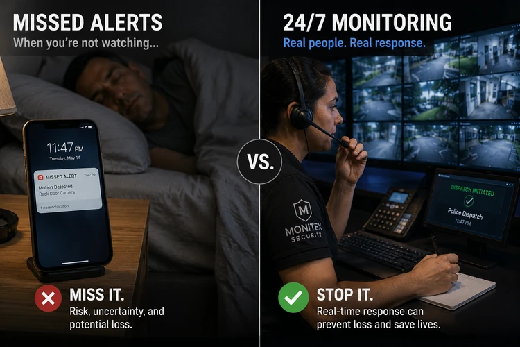 Missed Security Alert vs 24-7 Professional Monitoring